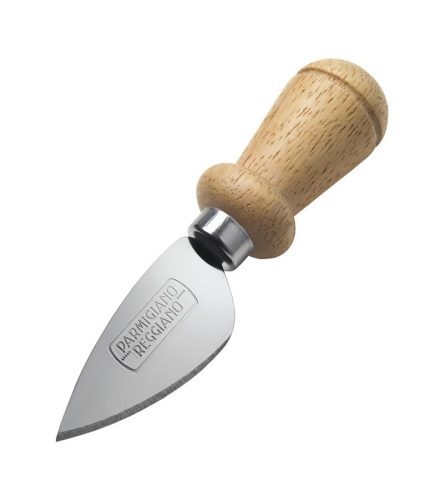 Knife with stainless steel blade and wooden handle