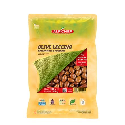 ALFICHEF - Marinated Leccino olives in sunflower seed oil, pitted, 1000g