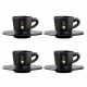 Bialetti Perfetto Moka hatoldalú csésze szett (75ml), fekete, 4 személyes