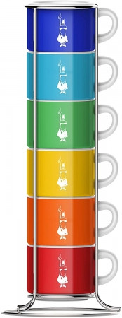 Bialetti Espresso csésze szett állvánnyal, 6 db-os, színes