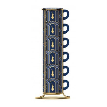 Bialetti Deco Glamour Espresso cup set with holder, 6pcs, blue