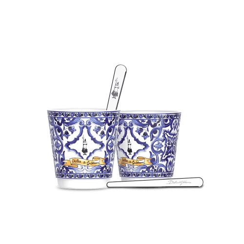 Bialetti - Dolce&Gabbana Blu Mediterraneo csésze szett ezüst keverőpálcával