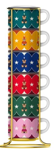 Bialetti - Espresso csésze szett állvánnyal, 6 db-os - Karácsonyi Maci Kollekció