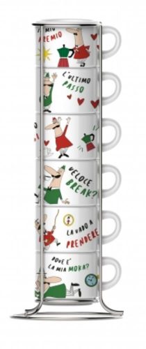 Bialetti Espresso csésze szett állvánnyal, 6 db-os