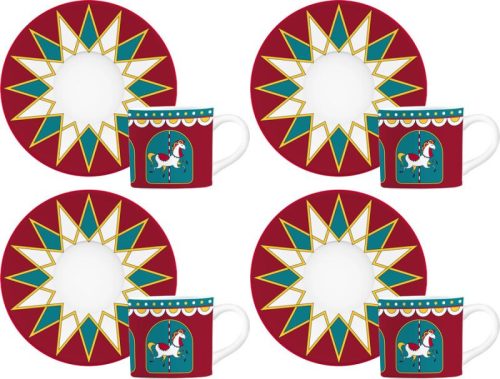 Bialetti Winter Wonderland Coffe cups with saucers for 4 people