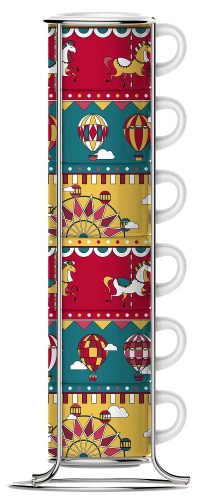 Bialetti Espresso cup set with holder, 6 pcs - Winter Wonderland