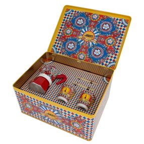   Bialetti - Dolce&Gabbana Moka Express Carretto Siciliano díszdoboz csészével és arany keverőpálcával