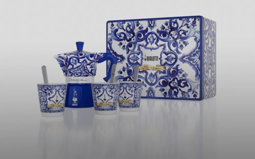 Bialetti - Dolce&Gabbana Moka Express Mediterranean Blue gift box with porcelain cups and silver stirrers