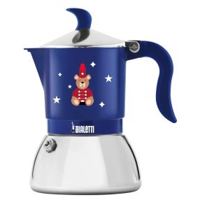   Bialetti - Fiammetta Induction kék kotyogós kávéfőző, 2 csészés - Karácsonyi Maci Kollekció