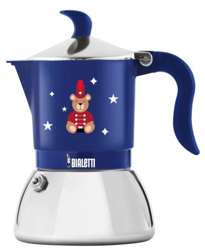 Bialetti - Fiammetta Induction kék kotyogós kávéfőző, 2 csészés - Karácsonyi Maci Kollekció