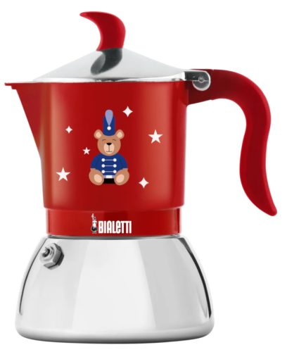 Bialetti - Fiammetta Induction piros kotyogós kávéfőző, 2 csészés - Karácsonyi Maci Kollekció