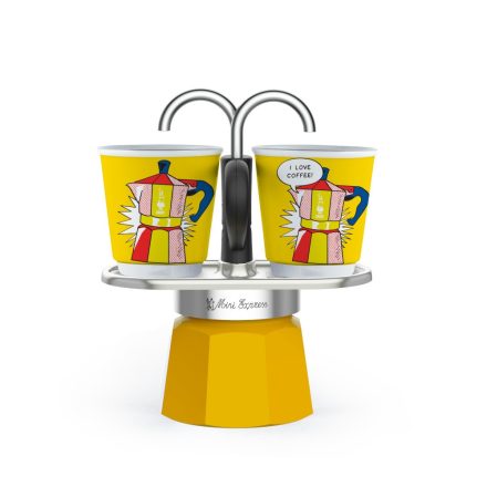Bialetti Mini Express kotyogós kávéfőző 2 csészével, 2 adagos, Lichtenstein kiadás