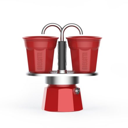 Bialetti Mini Express 2 cups coffee maker with 2 cups, red