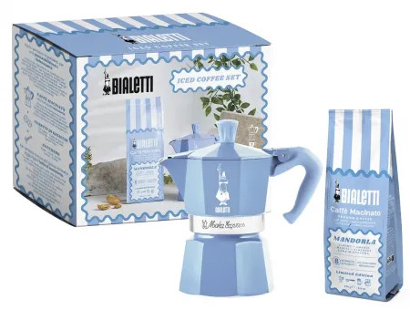 Bialetti - Iced coffee set - 3-cup Moka Express coffee maker and 250g almond coffee