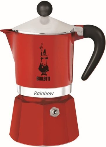 Bialetti Rainbow kotyogós kávéfőző, 3 adagos, piros