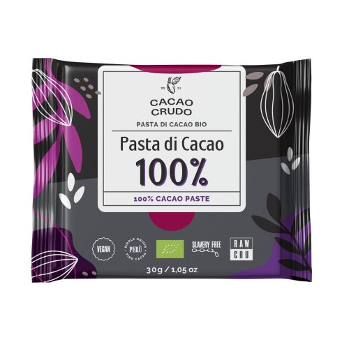 Cacao Crudo - Organic dark chocolate (100%) from raw cocoa, 30g