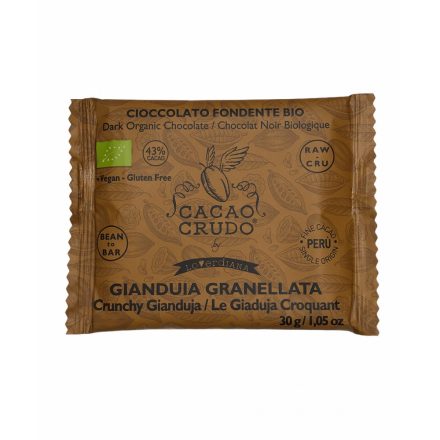 Cacao Crudo - Organic chocolate (43%) from raw cocoa with gianduia, 30g