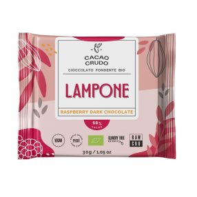   Cacao Crudo - Bio málnás étcsokoládé (68%) nyers kakaóból, 30g