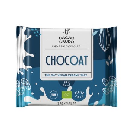 Cacao Crudo - Chocoat bio vegán "tej"csokoládé (57%) nyers kakaóból, 30g