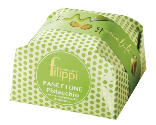 Filippi Pistacchio - Panettone with pistachio and white chocolate 1kg + pistachio spread 100g