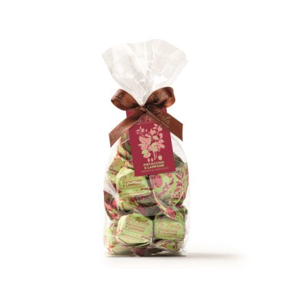 La Perla di Torino - Raspberry and pistachio chocolate truffle bag, 200g