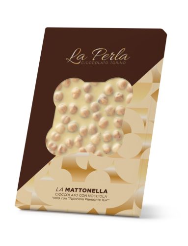 La Perla - Big white chocolate bar with Piedmont hazelnuts "La Mattonella", 450g