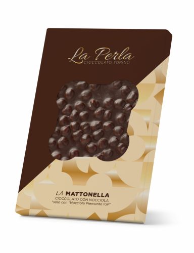 La Perla - Nagy étcsokoládé tábla piemonti mogyoróval "La Mattonella", 450g