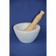 Marmotecnica White Carrara marble mortar with wood pestle, "Ciotola", 17.5 cm