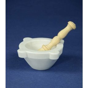   Mozsár fehér carrarai márványból bükkfa törővel, "Genovese", 10 cm