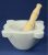 White Carrara marble mortar with beechwood pestle, "Genovese", 20 cm