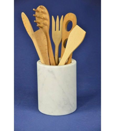 Kitchen tool holder made of white Carrara marble