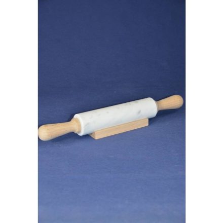 Marmotecnica White Carrara marble rolling pin with beechwood handle, 47 cm